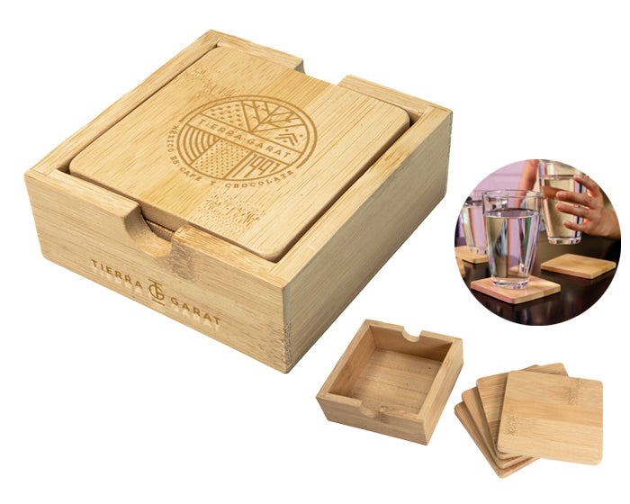 JUEGO DE PORTAVASOS DE BAMBÚ MANDALA A3019 ÚNICO
