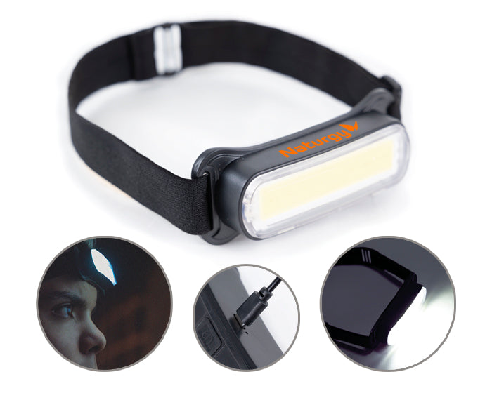 LÁMPARA FRONTAL LED DE PLÁSTICO RECARGABLE RÁPEL A3046