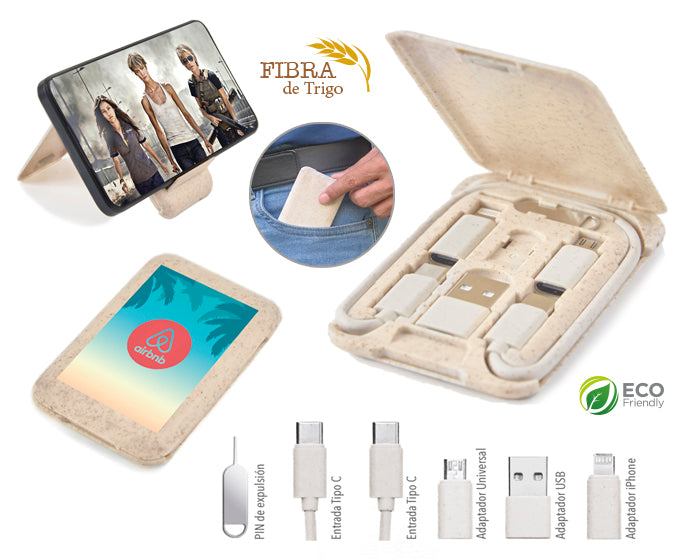 ESTUCHE CON CABLE EXTENSIÓN Y SOPORTE PARA CELULAR PEGASSO A2961