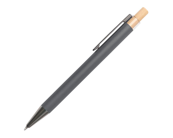 BOLIGRAFO DE ALUMINIO CON BOTON DE BAMBU TEACHER A2989