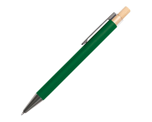BOLIGRAFO DE ALUMINIO CON BOTON DE BAMBU TEACHER A2989